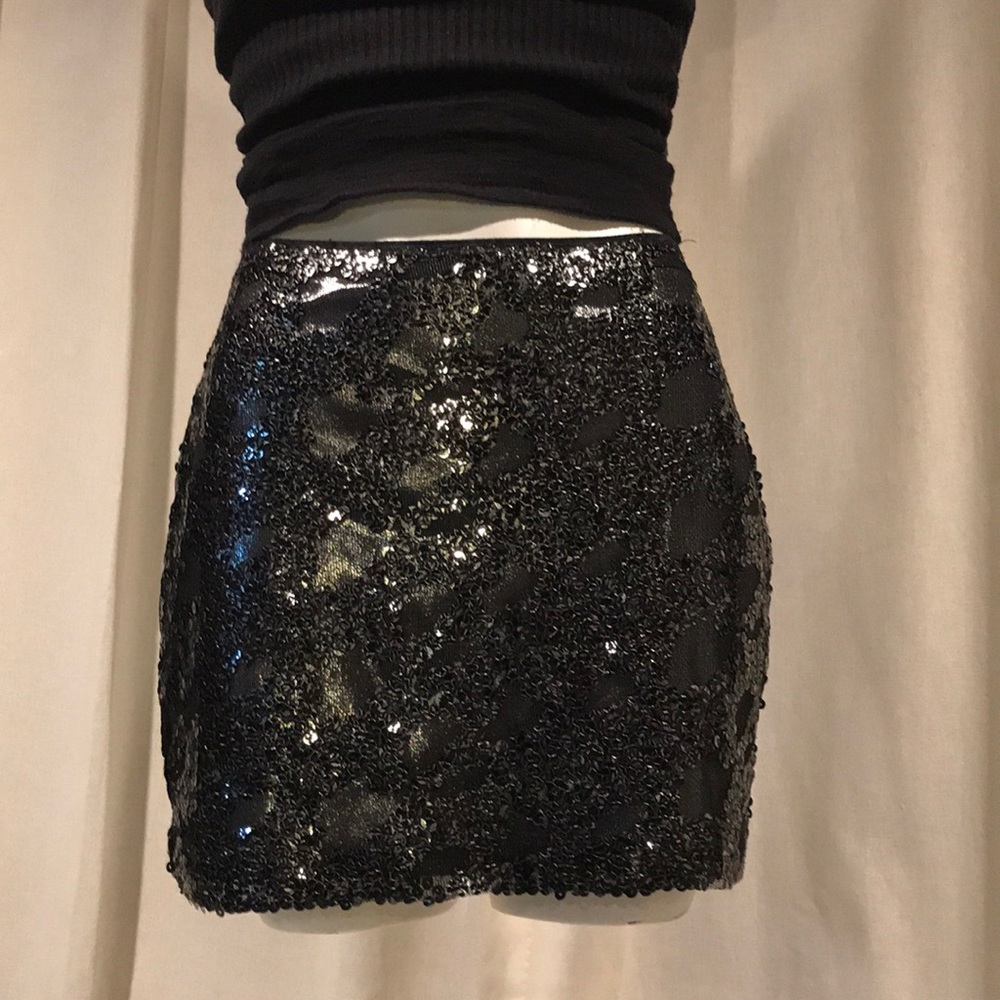 Black Sexy Sequin Mini Skirt